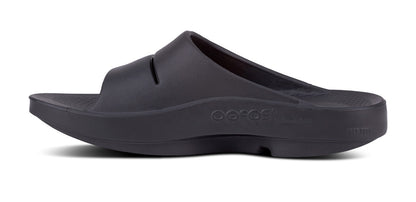 Women's OOahh Slide Sandal - Black - OOFOS medial view