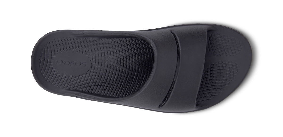 Women's OOahh Slide Sandal - Black - OOFOS top view