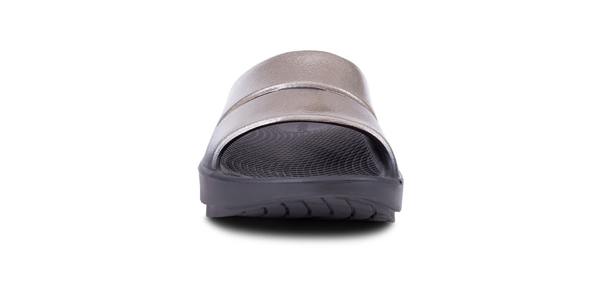 Women's OOahh Luxe Slide Sandal - Latte - OOFOS front view
