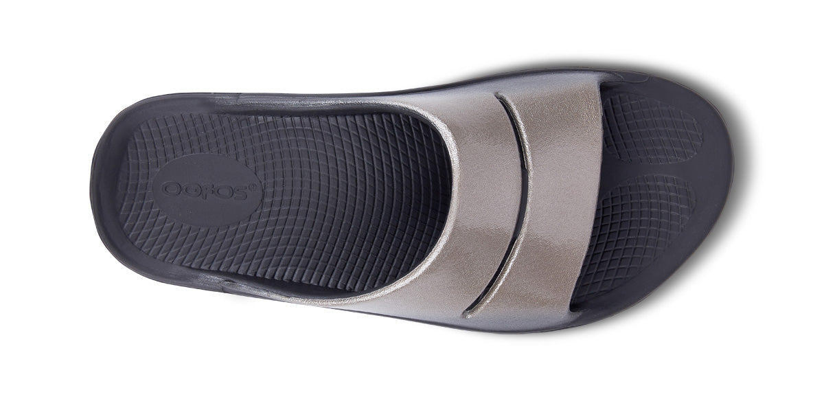 Women's OOahh Luxe Slide Sandal - Latte - OOFOS back view
