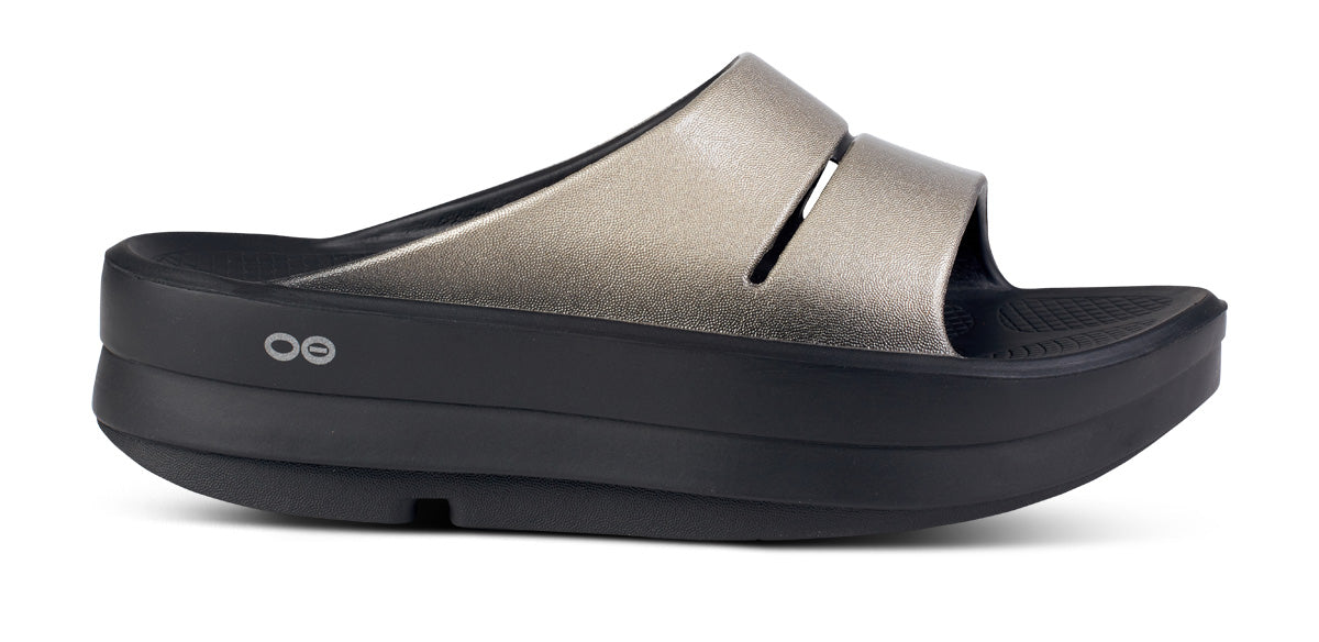 Women's OOmega OOahh Luxe Sandal - Latte lateral view