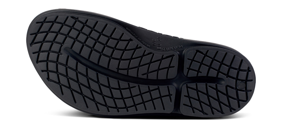 Women's OOmega OOahh Luxe Sandal - Latte bottom view
