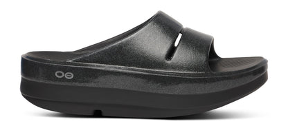 Women's OOmega OOahh Stacked Sandal - Black Sparkle lateral view