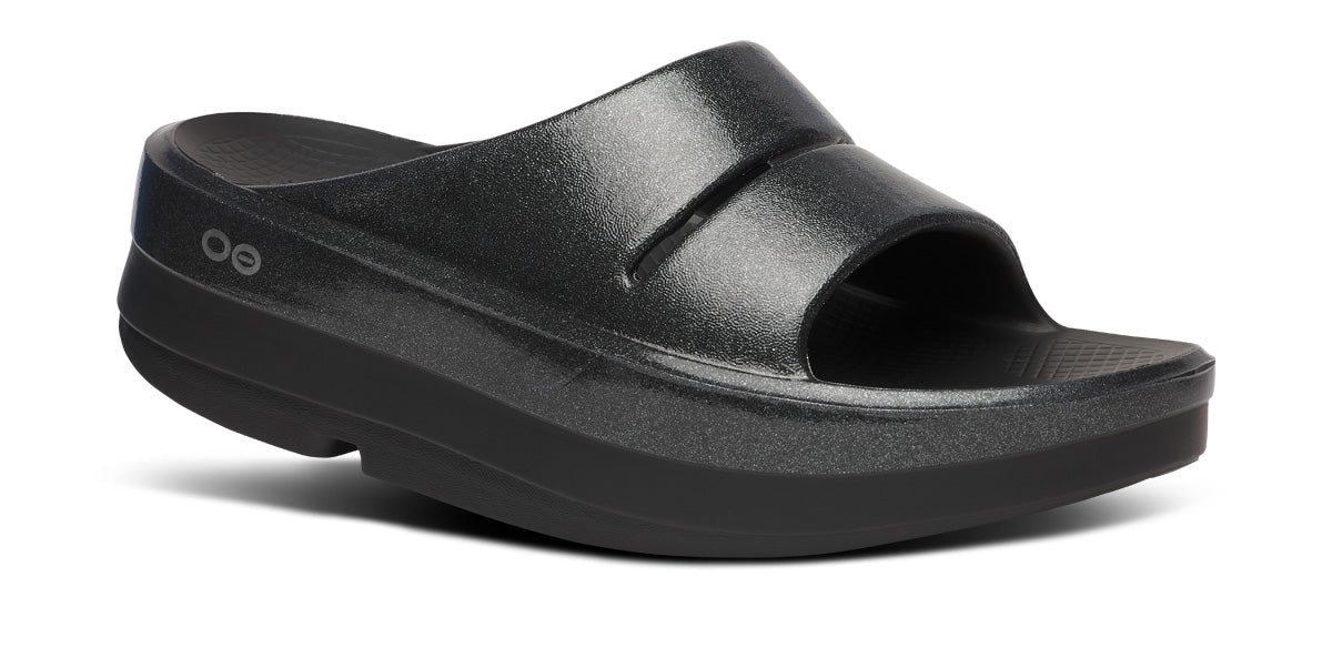 Women's OOmega OOahh Stacked Sandal - Black Sparkle main view