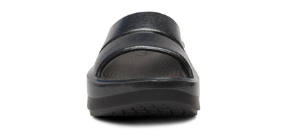 Women's OOmega OOahh Stacked Sandal - Black Sparkle front view