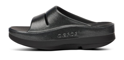 Women's OOmega OOahh Stacked Sandal - Black Sparkle medial view