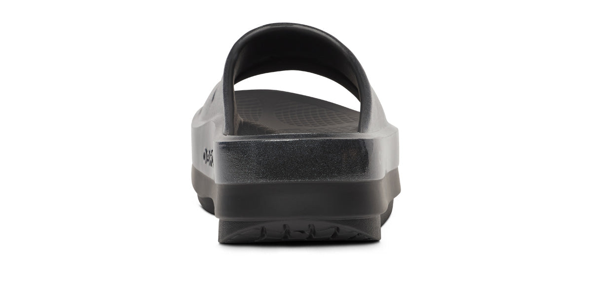 Women's OOmega OOahh Stacked Sandal - Black Sparkle back view