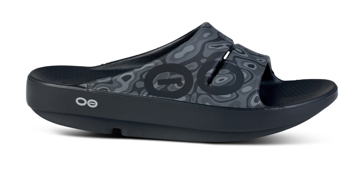 Women's OOahh Sport Slide Sandal - Black Water Camo lateral view