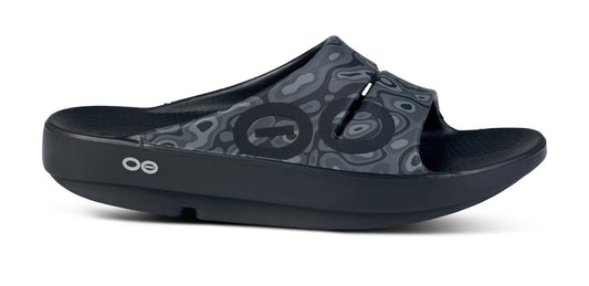 Women's OOahh Sport Slide Sandal - Black Water Camo lateral view