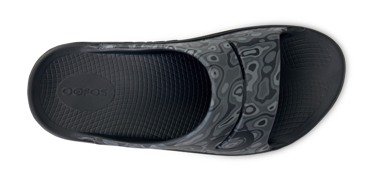 Men's OOahh Sport Slide Sandal - Black Water Camo top view