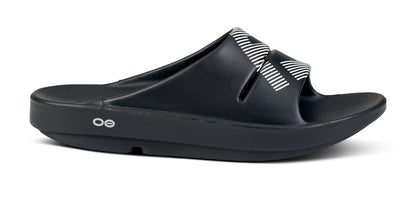 FJ X OOFOS Men's OOahh Sport Slide Sandal - Black lateral view