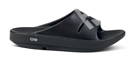 FJ X OOFOS Men's OOahh Sport Slide Sandal - Black lateral view