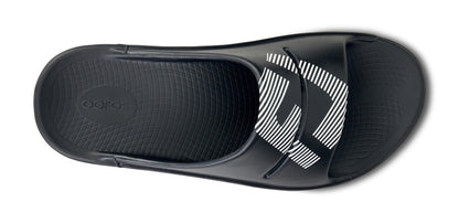 FJ X OOFOS Men's OOahh Sport Slide Sandal - Black top view