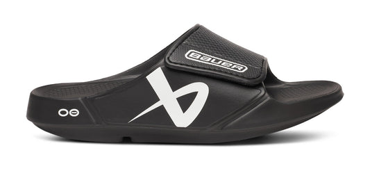 BAUER/OOFOS OOahh Sport Flex Sandal – Black lateral view