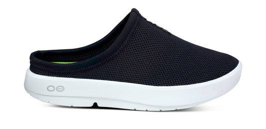 Men's OOcoozie Sport Mule - White Black lateral view