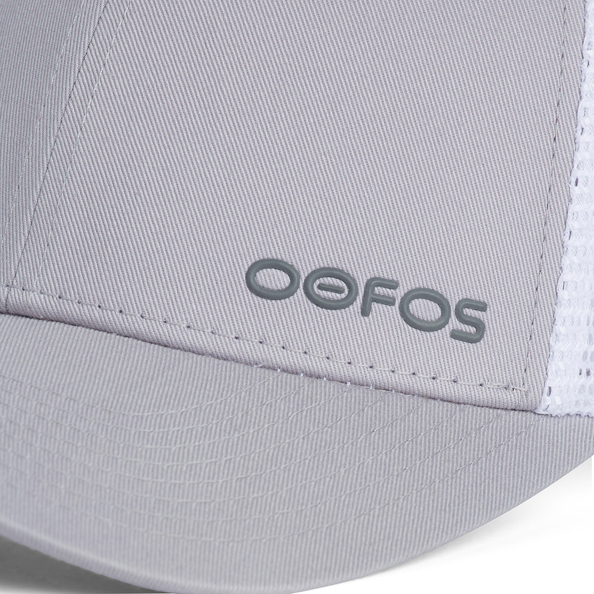 OOsnap Cap Unisex - White Gray close up of logo