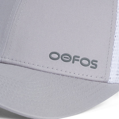 OOsnap Cap Unisex - White Gray close up of logo