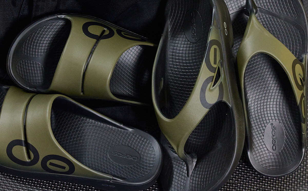 Women's OOriginal Sport Sandal - Tactical Green Close up shot with Ooahh tactical green | lifestyle