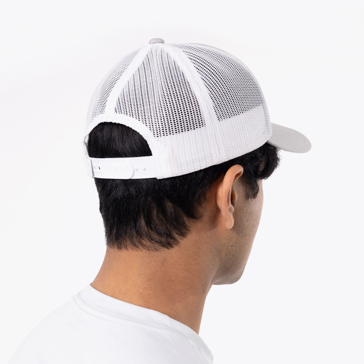 OOsnap Cap Unisex - White Gray back view on model | lifestyle
