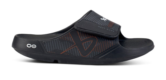 BAUER/OOFOS Men's OOahh Sport Flex Sandal – Black lateral view