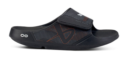 BAUER/OOFOS Women's OOahh Sport Flex Sandal – Black lateral view