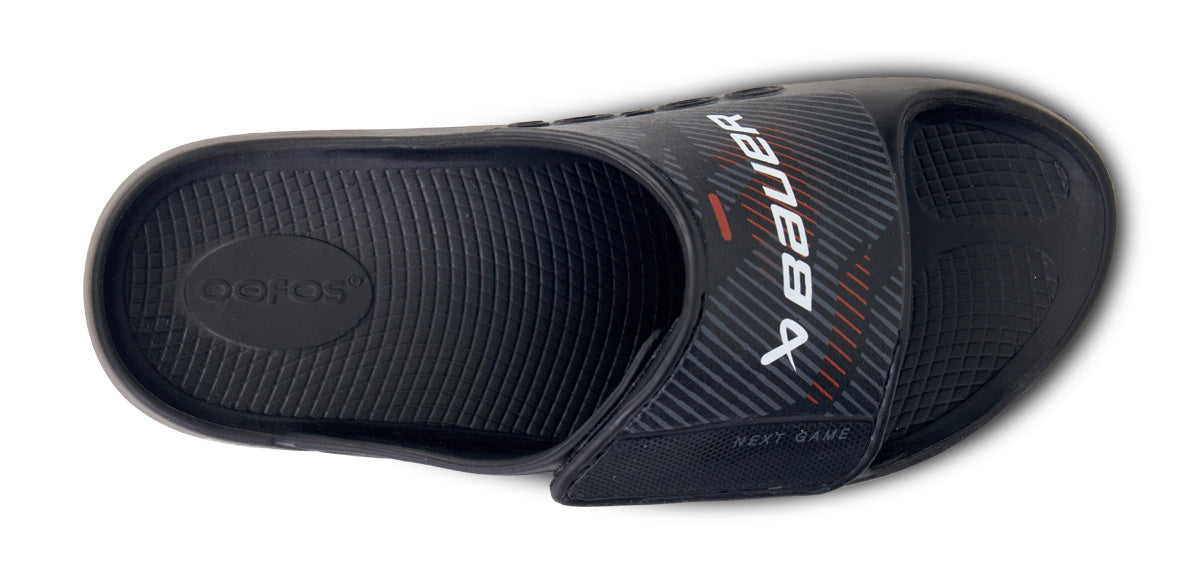 BAUER/OOFOS Women's OOahh Sport Flex Sandal – Black top view