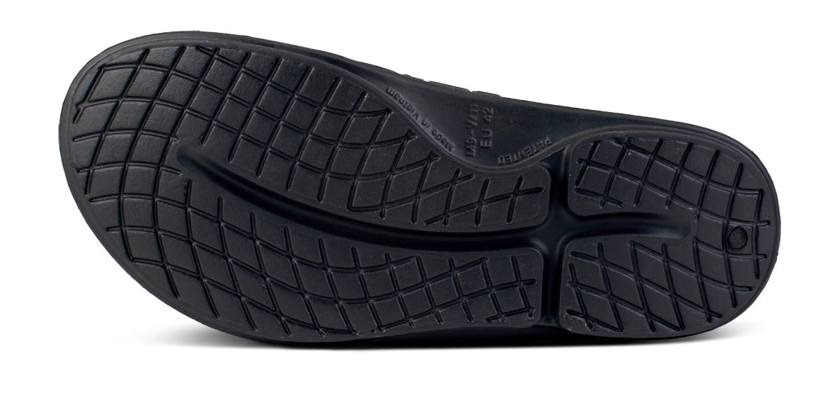 BAUER/OOFOS Women's OOahh Sport Flex Sandal – Black bottom view